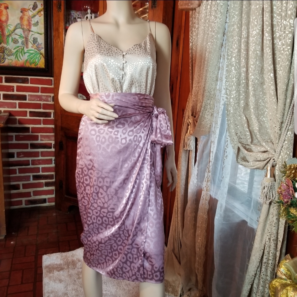 Mauve, Jacquard, Leopard Wrap Skirt - Picture 8 of 16